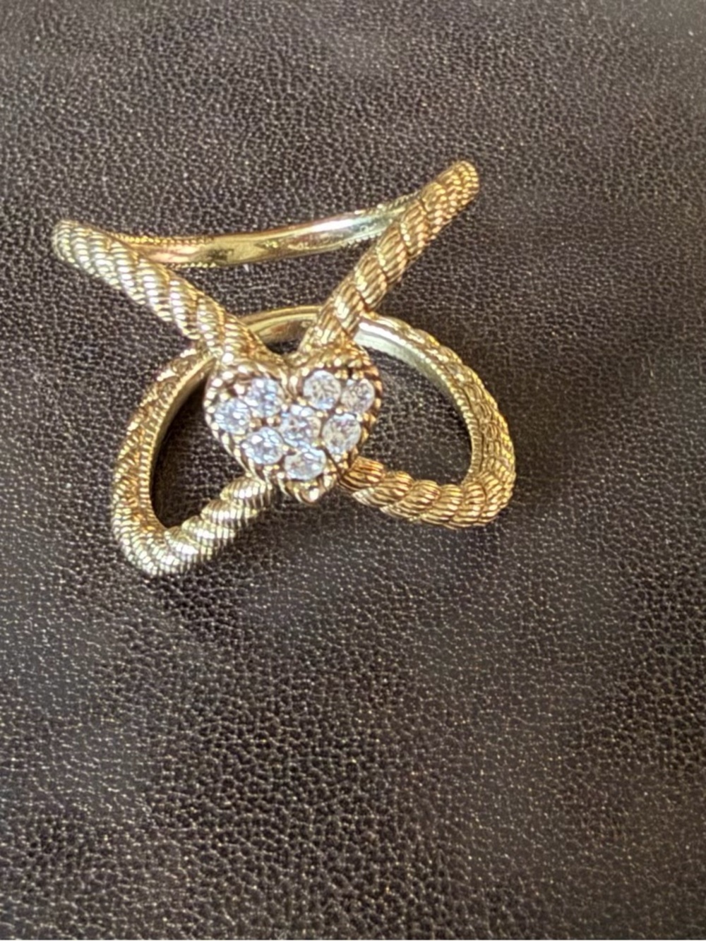 Judith Ripka Gold Rope Heart Cluster Ring